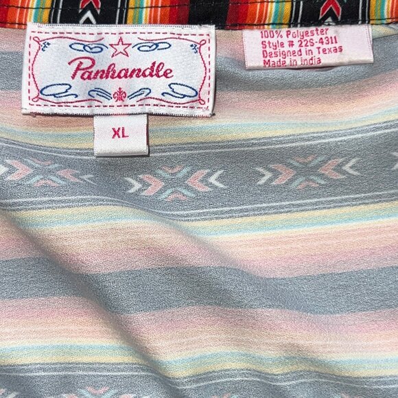 Panhandle Western Shirt Womens XL Multicolor Polyester Snap Floral & Striped Des - Picture 8 of 10